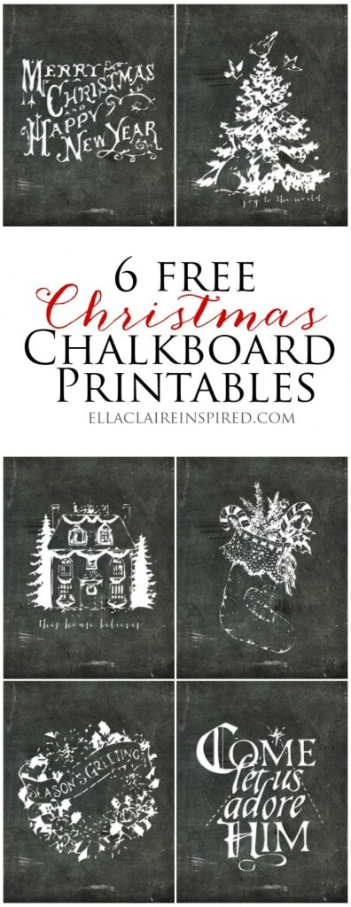 6 Free Christmas Chalkboard Printables | My Gift to You - Ella Claire &amp; Co.