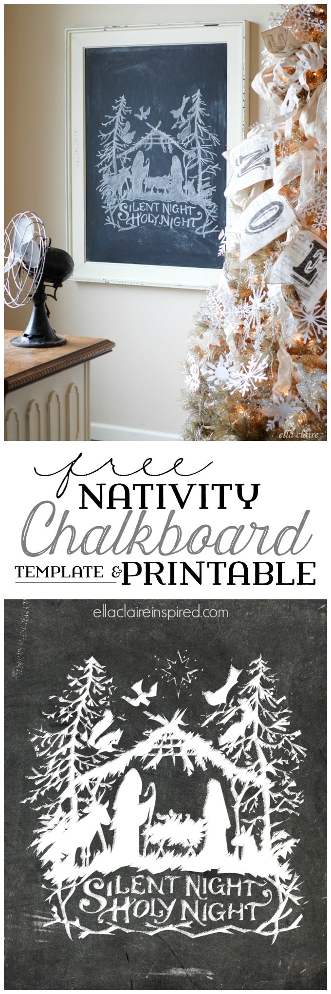 Print the Chalkboard printable as-is or use the free template and tutorial to create your own Nativity Chalkboard Art!