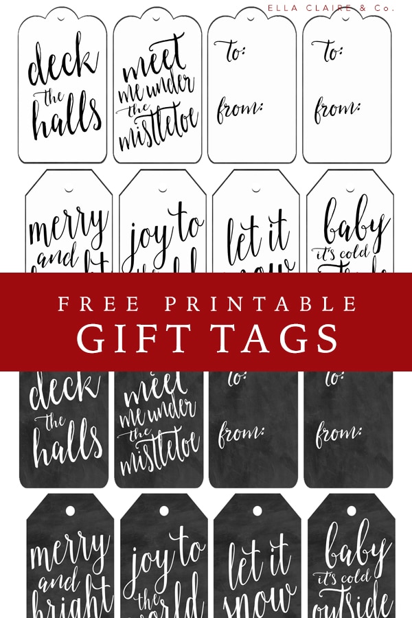 Free Printable Chalkboard Wrapping Paper and Gift Tags - Ella Claire &amp; Co.