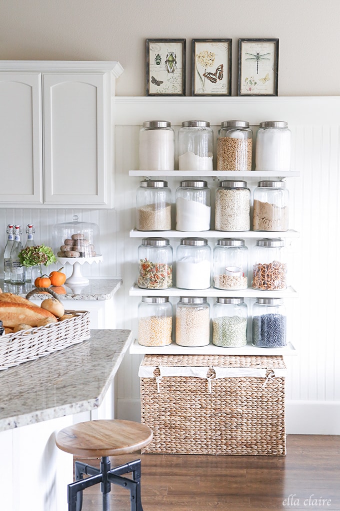 DIY Kitchen Shelves- Pantry Solution for everyday food and staples
