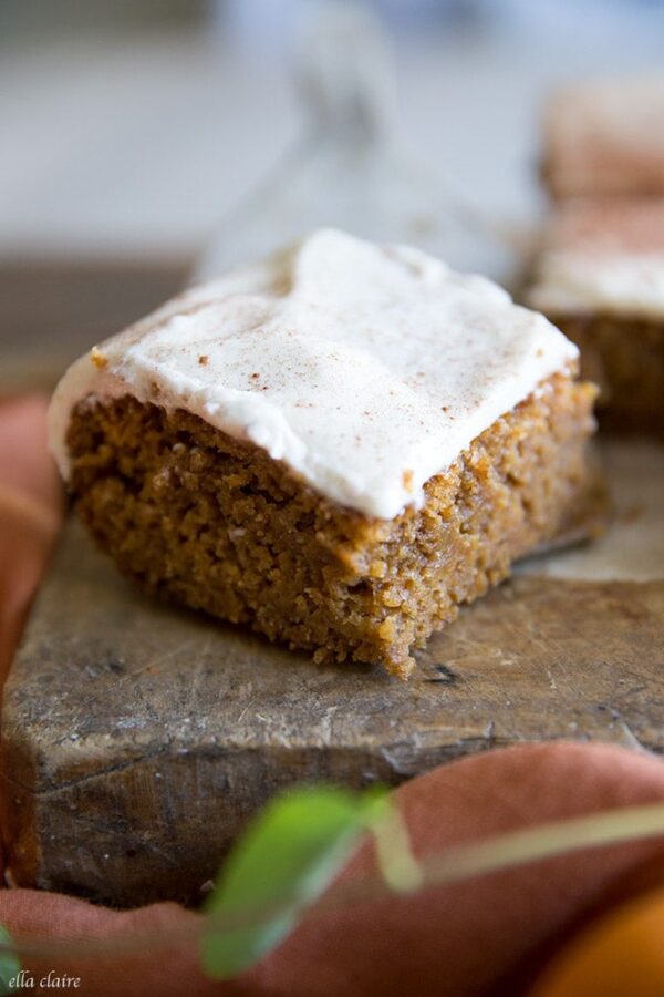 Pumpkin Snack Cake with Cream Cheese Frosting Ella Claire & Co.