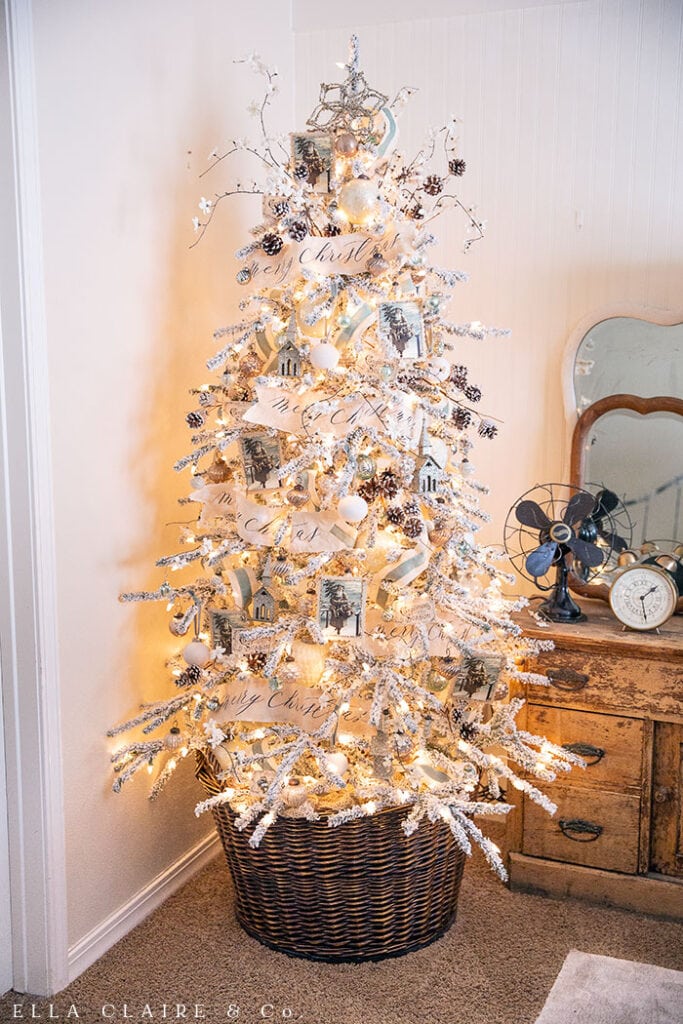 A Christmas Tree loaded with DIY, free, and budget friendly ornaments
