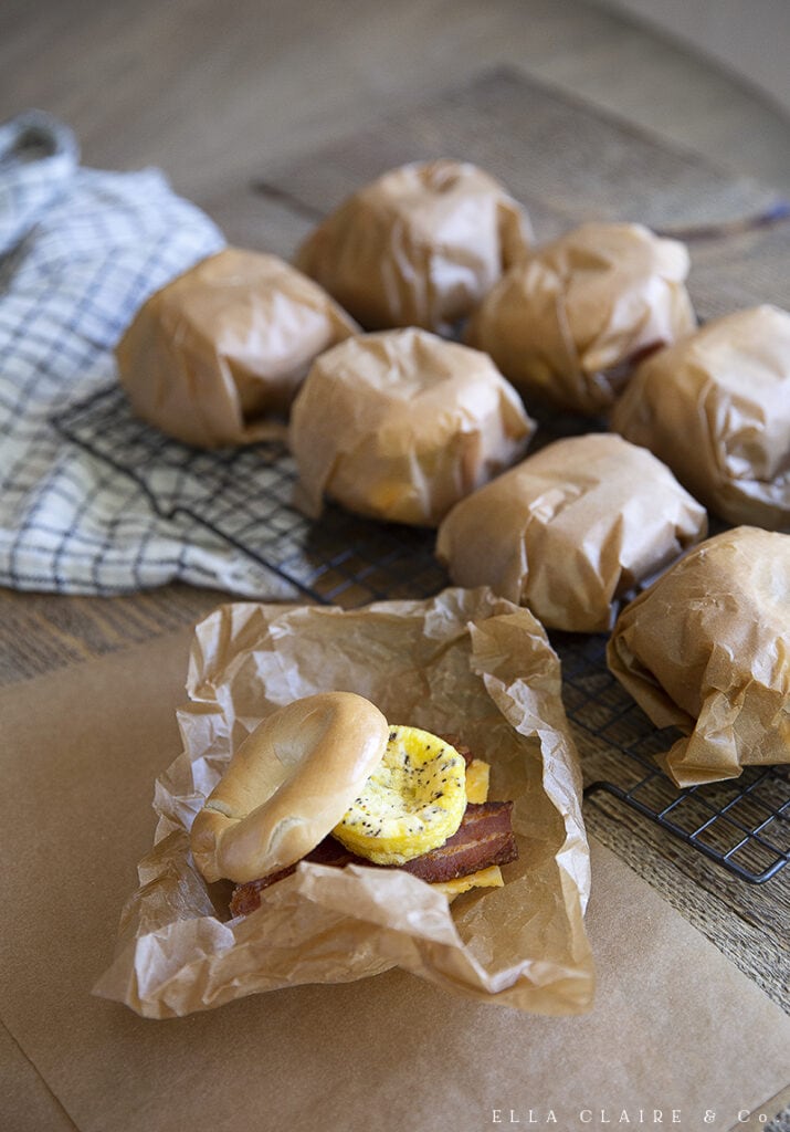 Freezer Breakfast Bagel Sandwiches Ella Claire & Co.