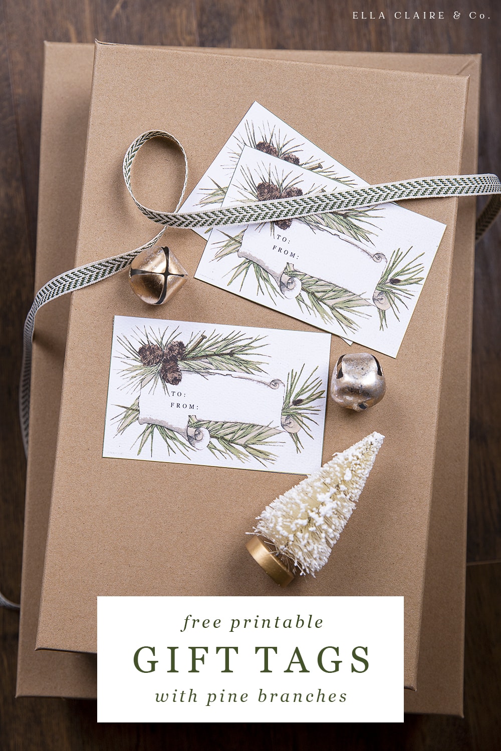 Free Printable Pinecone Gift Tags for Christmas - Ella Claire &amp; Co.