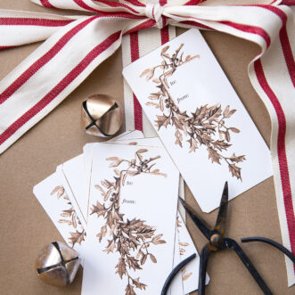 Neutral Holly Gift Tags on Kraft paper