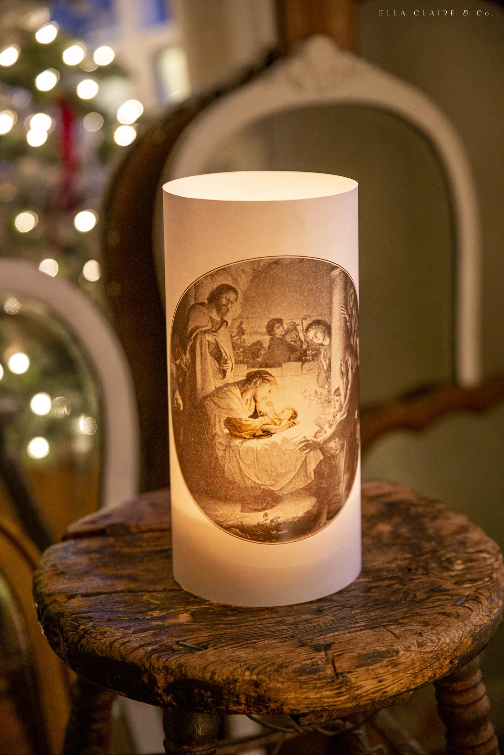 close up of baby Jesus nativity lantern