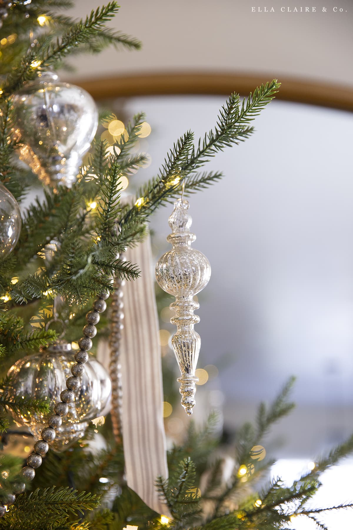 details of cream and silver Christmas Tree