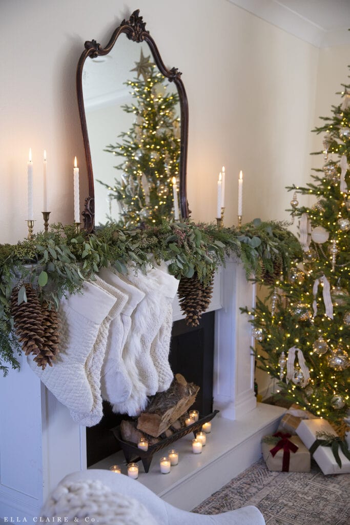 live garland with cream stockings