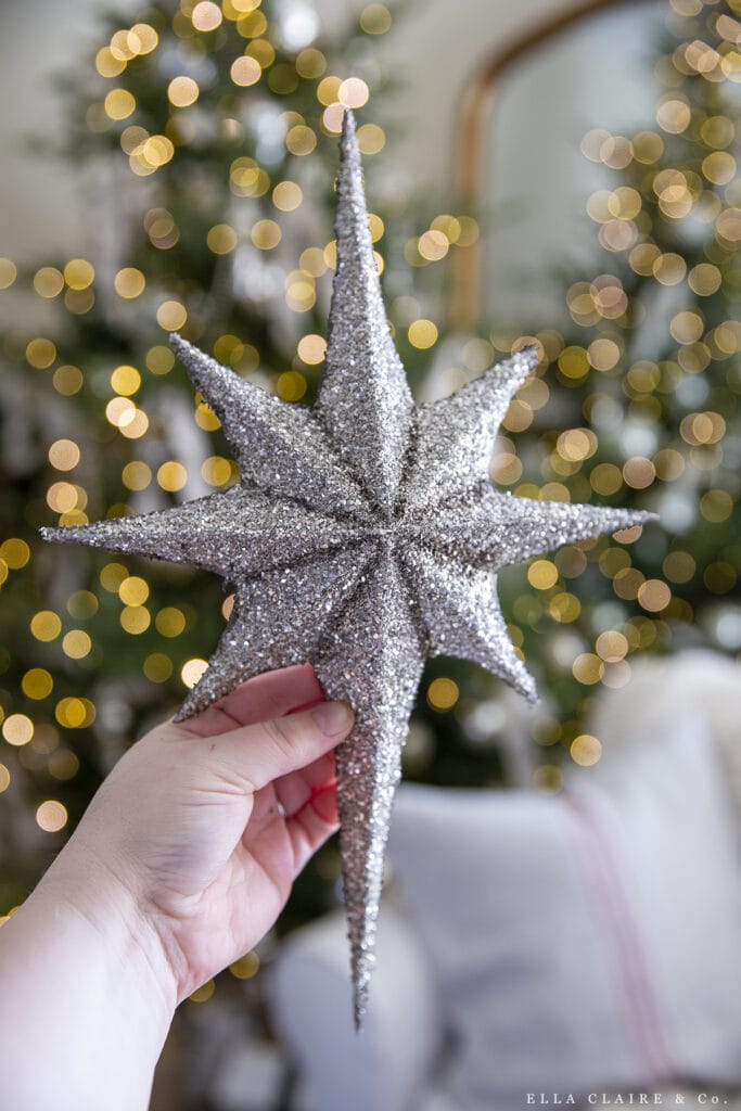 finished glass glitter tree DIY topper star