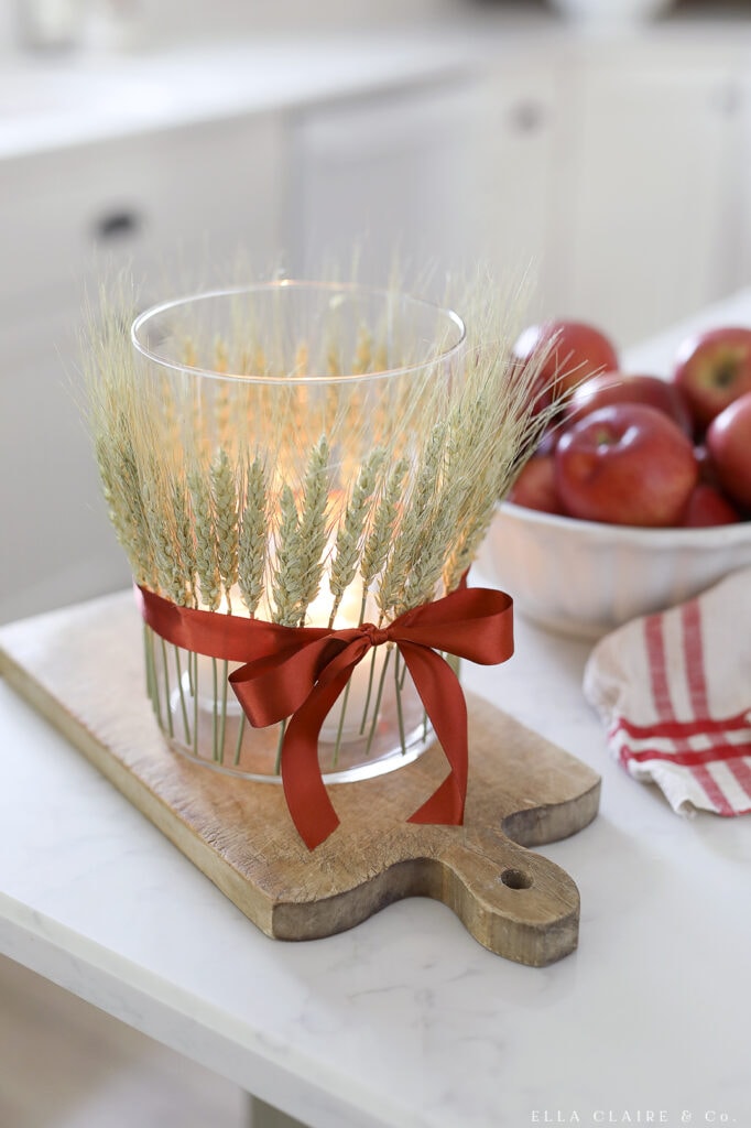 fall candle on kitchen counter